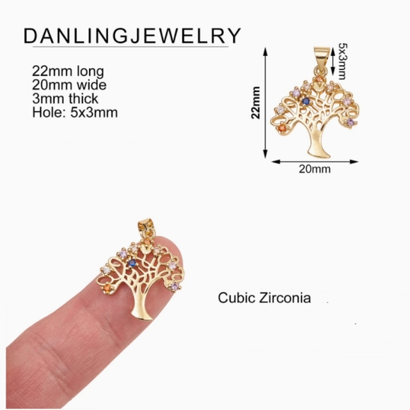 Austrian Crystal Tree of Life Necklace 10k Gold - Picture 12 of 15